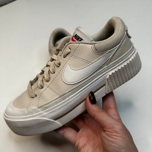 Nike Court Legacy Cream White Lift Platform Sneakers - Picture 1 of 6